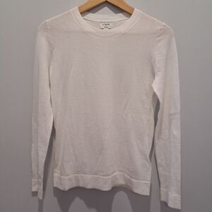 J. Crew Teddie Long Sleeve White Crew Neck Classic Preppy Sweater XXS